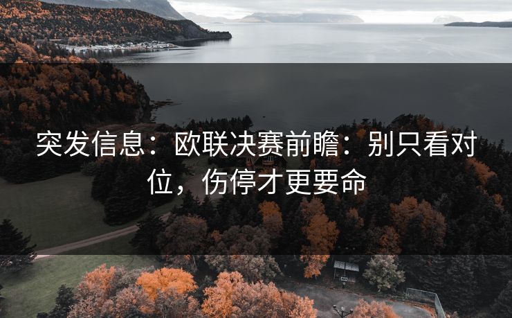 突发信息:欧联决赛前瞻:别只看对位,伤停才更要命 突发信息:欧联决赛前瞻:别只看对位,伤停才更要命