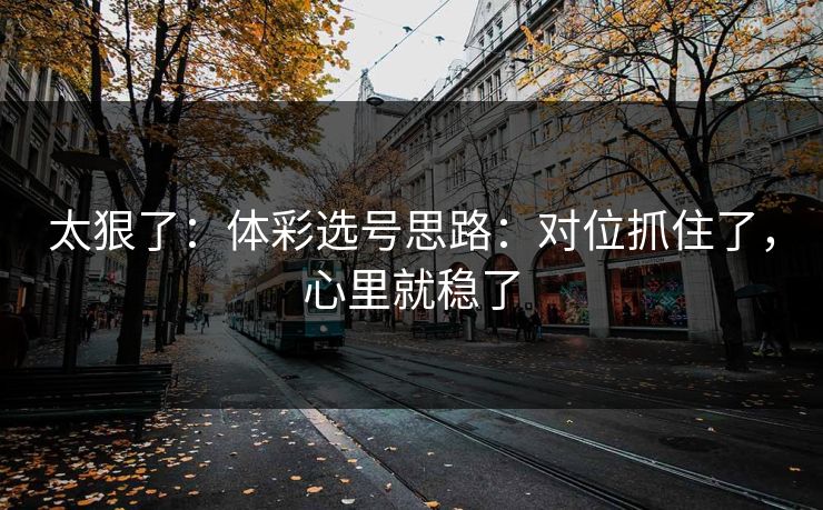 太狠了：体彩选号思路：对位抓住了，心里就稳了