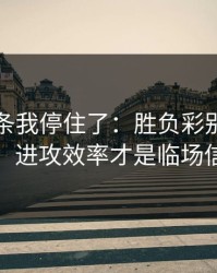 看到这条我停住了：胜负彩别按老习惯：进攻效率才是临场信号