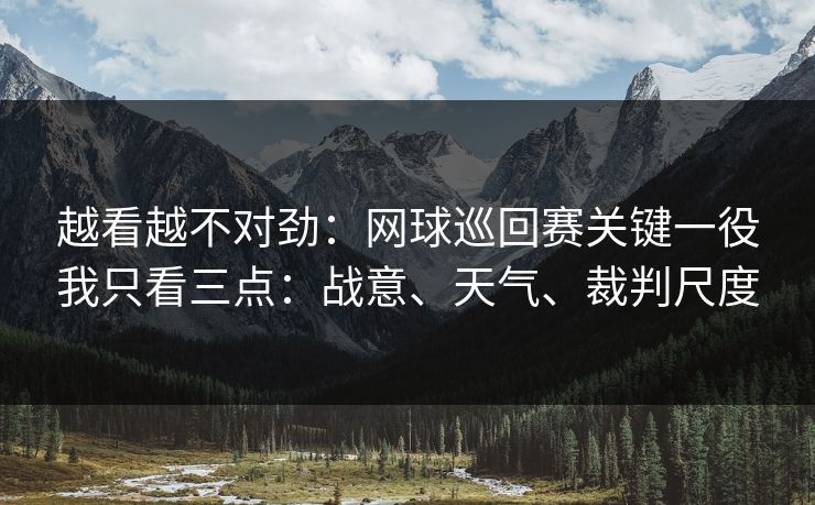 越看越不对劲:网球巡回赛关键一役我只看三点:战意、天气、裁判尺度 越看越不对劲:网球巡回赛关键一役我只看三点:战意、天气、裁判尺度